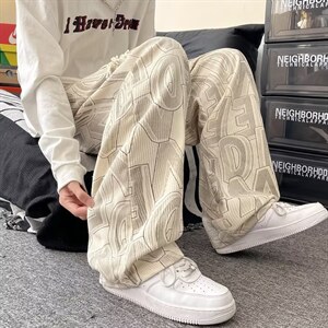 高街ins休闲裤子男秋季新款潮流百搭直筒宽松痞帅阔腿裤ZK92-P35图片