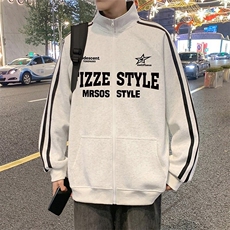 H211P55加绒65美式重磅卫新款立领拉链开衫运动外套休闲上衣，男装卫衣，星座304A-1