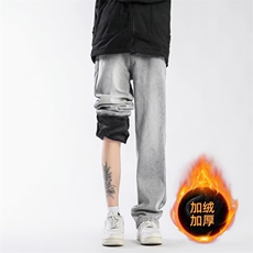美式灰色直筒加绒男潮牌cIeanfit水洗复古长裤子K7055-1#P45网图，男装卫衣，电商B245