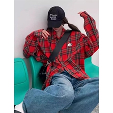 春秋新款复古格纹长袖衬衫男美式情侣衬衣情侣装外套C390，男装衬衫，星座1116A（原606A-3）