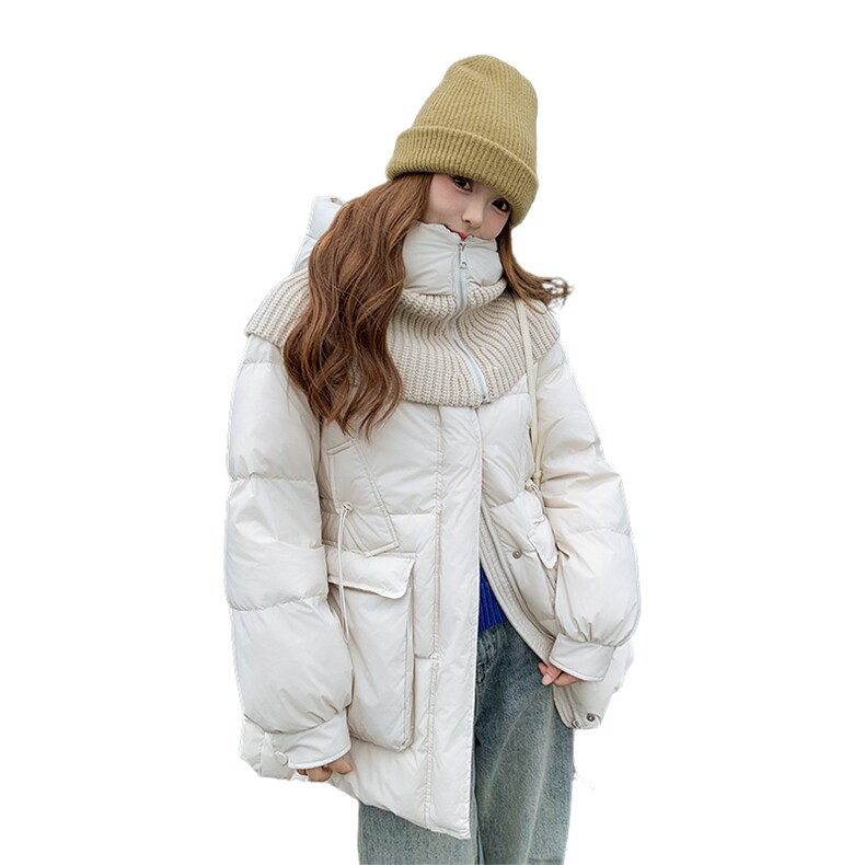 24冬季新品收腰显瘦设计感毛线连帽保暖羽绒服P265K398,女装羽绒服,慧峰