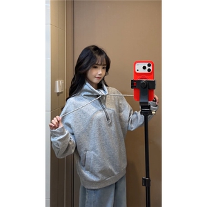 雪尼尔立领卫衣美式复古潮流打底设计重磅翻领外套卫衣 常规P49图片