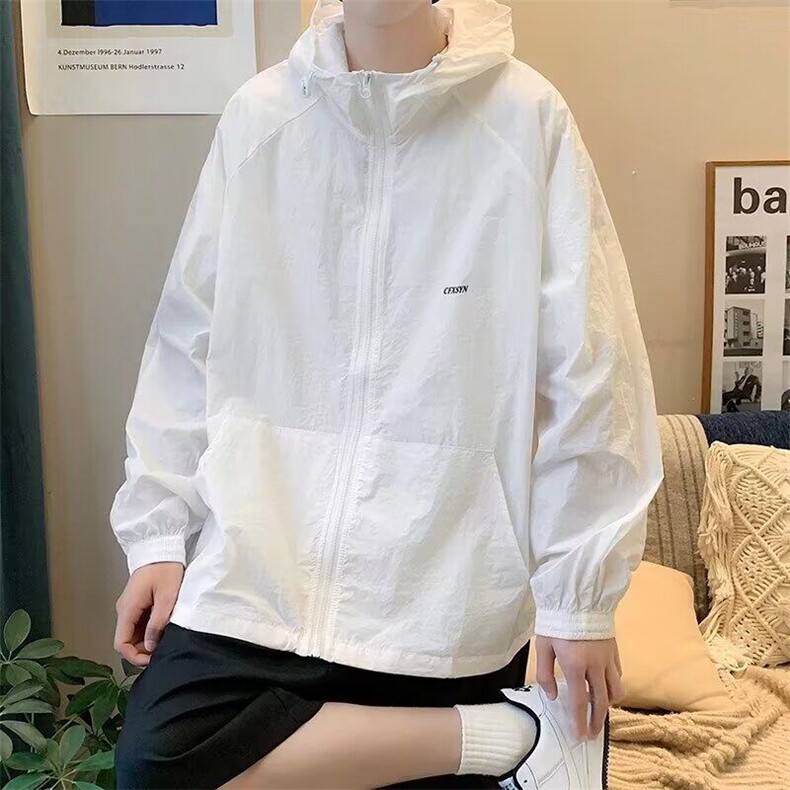 夏季新款连帽防晒衣ins港风宽松透气长袖拉链防晒服外套W28/P32,男装防晒衣,星座506