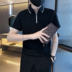 高品质拉链设计2026夏季高级感高级感翻领短袖T恤Polo衫T0256-P55，男装T恤，电商D342
