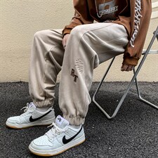 2024秋冬新款港风字母刺绣宽松束脚休闲裤运动裤K238-P60，男装休闲裤，星座914-3