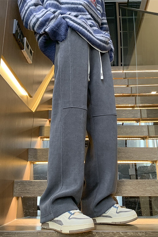 新款灯芯绒拼接休闲裤大码M~5XLXZ604-KG66-P45控58,男装休闲裤,星座604