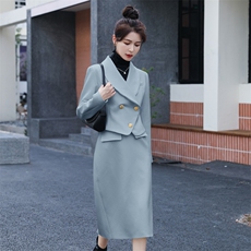 复古气质小香风西装外套半裙套装女韩系高级感秋冬通勤两件套，女装套装/套裙，卡杰菲