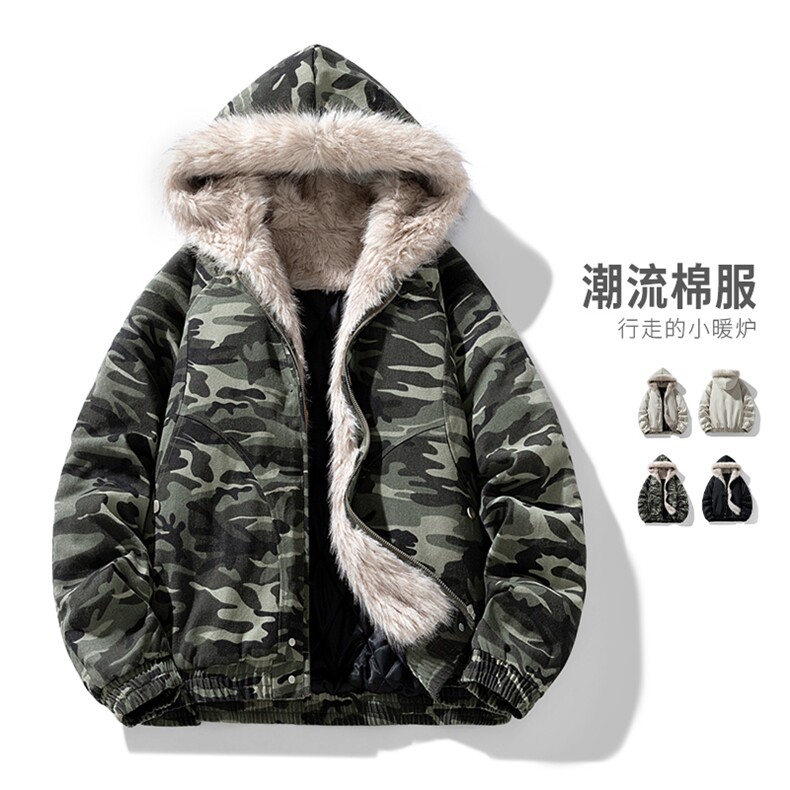 美式座山雕毛领羽绒棉服男款冬潮牌情侣棉衣外套MY2519-P98,男装棉衣,星座610（原A335）