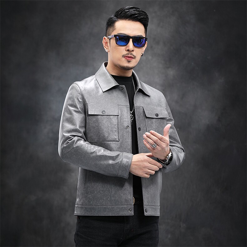 CMJ891秋冬新款男士皮夹克韩版修身绵羊皮外套P690，男装夹克，电商B360A（原721A）