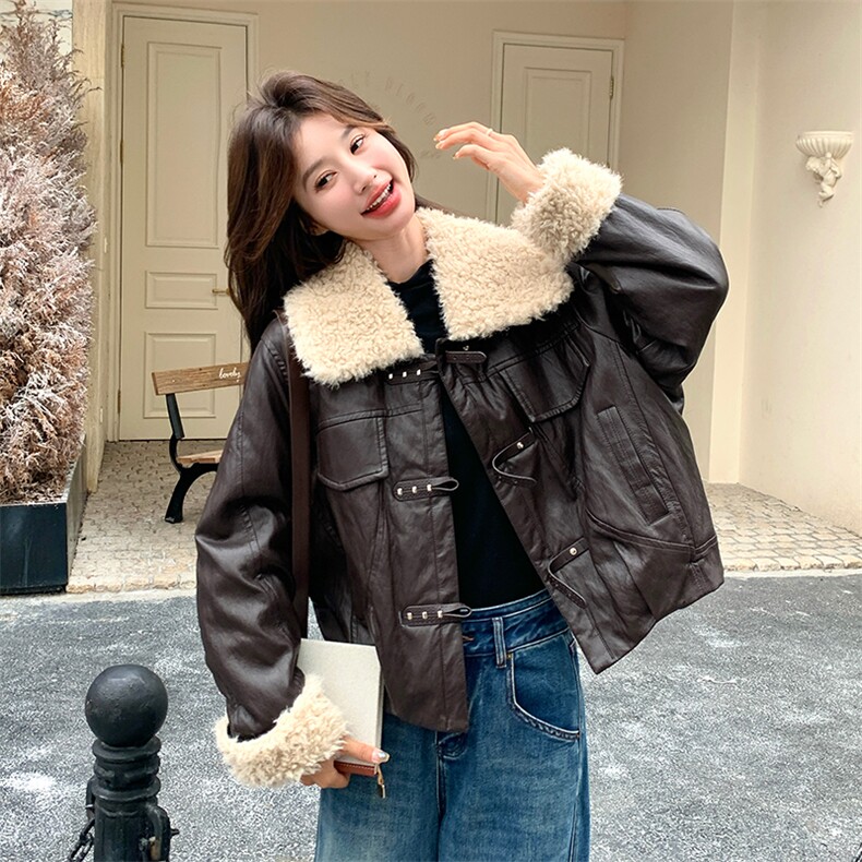 新品加厚保暖羊羔毛皮外套2C285-2619-P220-K328,女装短外套,2C285