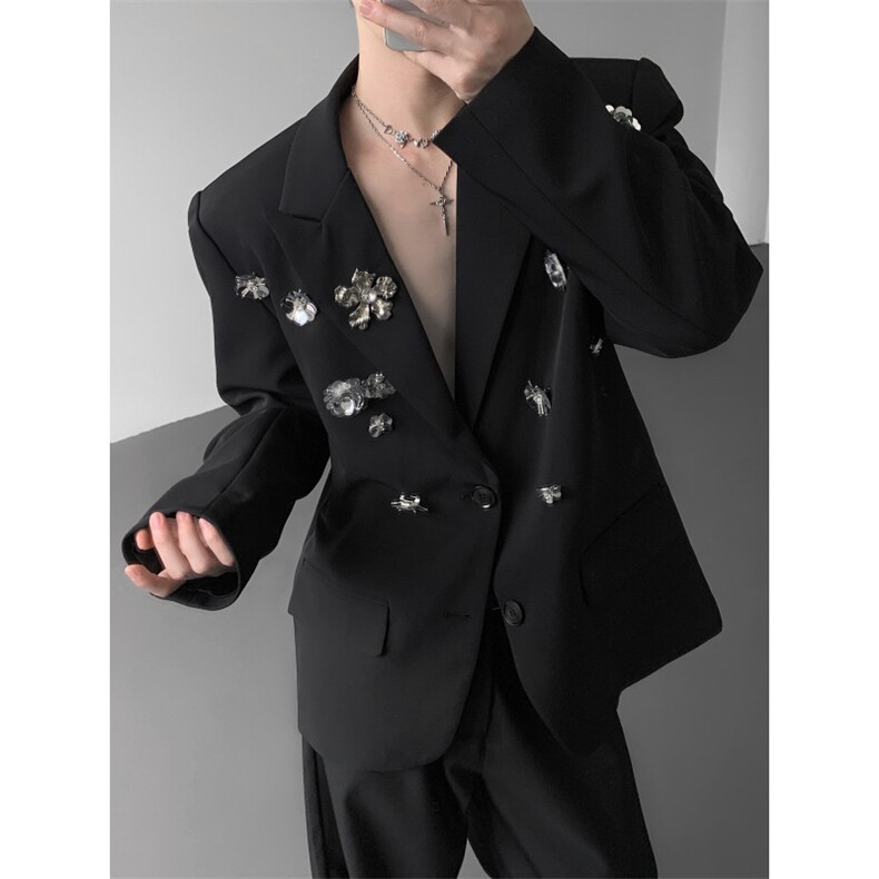 现货25秋冬设计金属花朵重工华丽蹦迪礼服西装外套xz155-p168,男装西服套装,电商B288