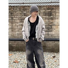 荆刺绞花立领加绒毛衣男款秋冬重磅开衫针织衫cleanfit座山雕外套，男装针织衫/毛衣，星座506A