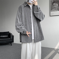 8XL-M人字纹小香风衬衫男生春秋衬衣宽松慵懒垂感外套CS29008P45，男装衬衫，电商B312