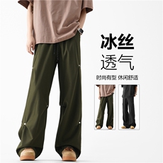 抖音品质夏季新款冰丝透气潮流宽松休闲裤B315-K24190-特p35控68，男装休闲裤，电商B315