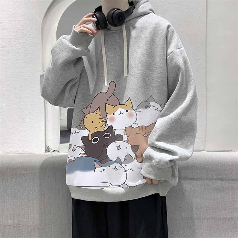 WY2162-P35加绒款-P40纯棉连帽卫衣男大码运动帽衫宽松薄外套男,男装卫衣,电商A040