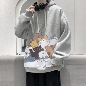 WY2162-P35 加绒款-P40 纯棉连帽卫衣男大码运动帽衫宽松薄外套男图片