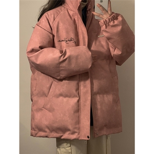 1立领PU皮复古做旧金属印花字母大码M-5XL棉衣男MY77732P130控178图片
