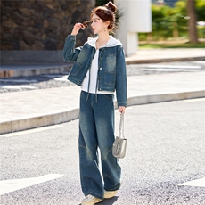 牛仔套装女2025早秋季新款巨好看的chic高级感休闲减龄一整套穿搭，女装套装/套裙，欣品汇