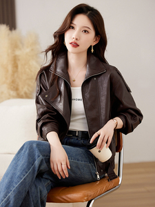 现货】皮衣外套女短款2025秋季新款小个子气质酷飒风复古PU皮夹克图片