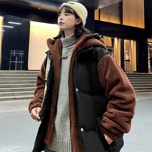 2024冬款中性风羊羔绒棉服假两件棉衣外套男女 8338-P130控价178图片