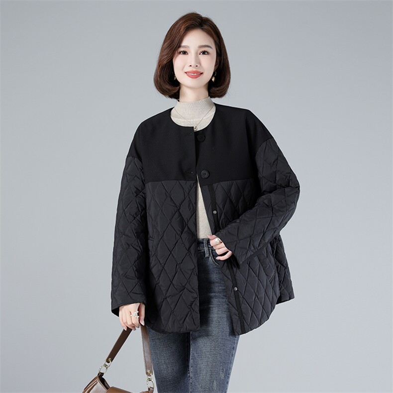 现货2023冬季新款小众设计轻薄羽绒拼接西装料洋气百搭外套,女装羽绒服,深水步
