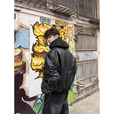 现货美拉德巴恩风假两件夹克男女秋冬复古连帽皮衣外套LB1012-P95，男装夹克，星座1008