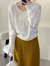 秋冬圆领羊毛衫女针织打底衫宽松长袖内搭时尚毛衣，女装羊毛衫，恩泰羊绒