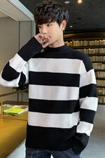 Tim-MY572潮流半高领毛衣男宽松加厚套头打底衫韩版青年线衣，男装针织衫/毛衣，电商D310（原电商305）