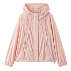 粉色时尚连帽防晒衣女2025夏季新款休闲百搭透气轻薄款防晒服外套，女装防晒衣，悦祺