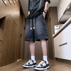 水洗大码牛仔短裤男夏季高街宽松直筒休闲五分裤24XD23021特批35，男装牛仔裤，电商A042