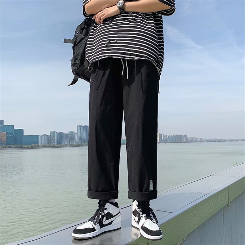 夏季休闲裤男潮牌宽松直筒阔腿裤ins港风日系学生工装裤2132-p30,男装休闲裤,星座1008-1