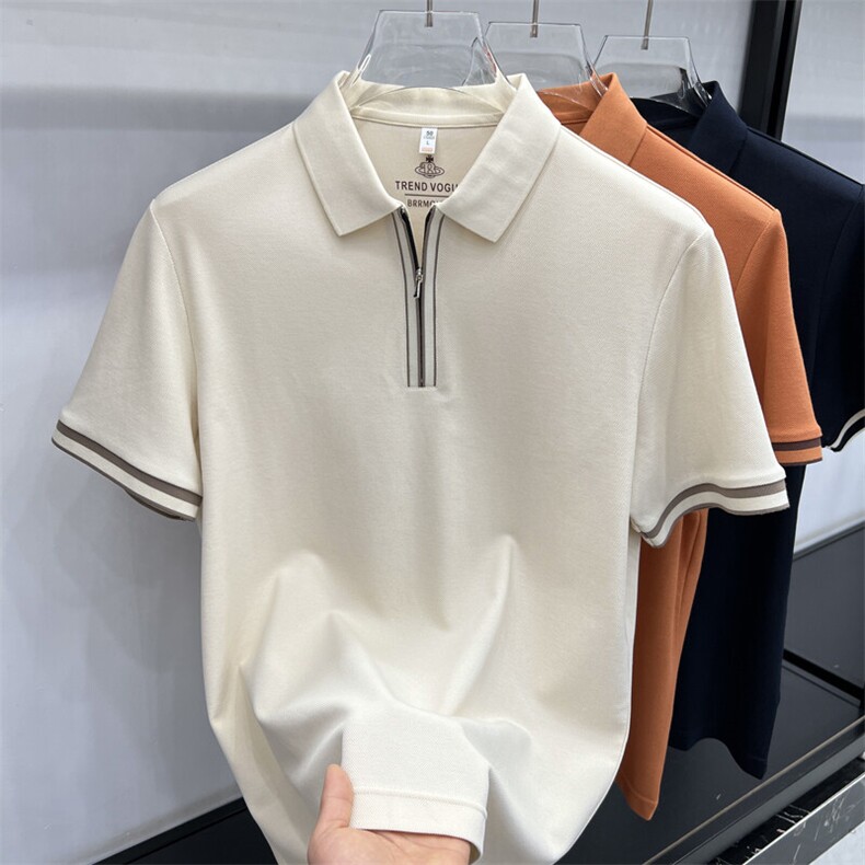 FN25005男士短袖2025夏季半拉链短袖T恤POLO衫棉半袖上衣,男装T恤,钱塘207-1