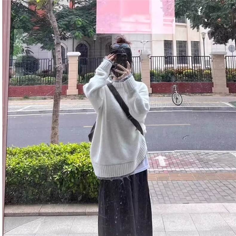 慵懒风假两件针织毛衣秋冬新款宽松高级感超好看上衣V08-P50网图图片