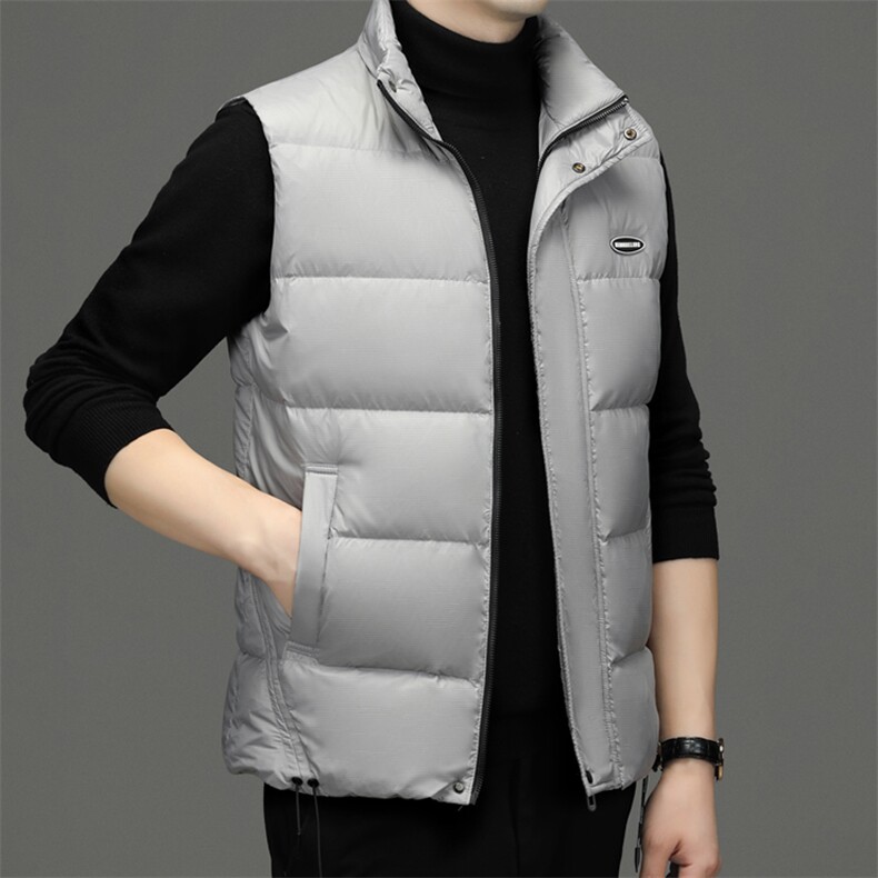 羽绒服马甲中年男士立领无袖保暖坎肩冬季新款加厚背心外套男装,男装背心/马甲,电商B212（原钱塘6029）