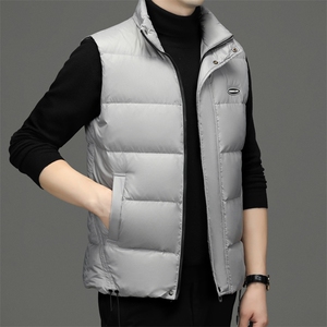 羽绒服马甲中年男士立领无袖保暖坎肩冬季新款加厚背心外套男装图片
