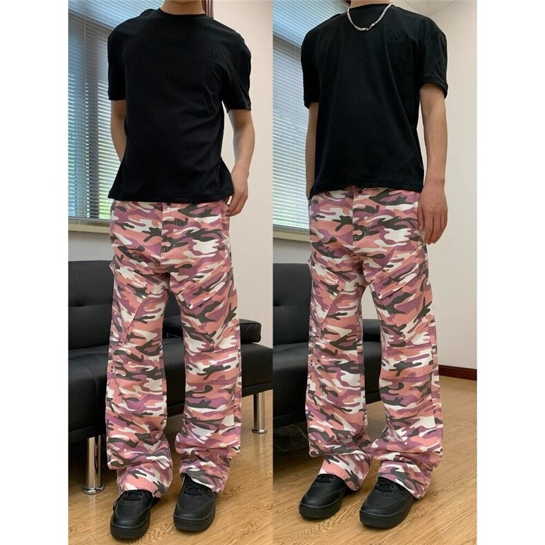 【有货】DA136-批58夏季新款嘻哈粉迷彩街头直筒宽松男女工装裤,男装牛仔裤,星座603-2