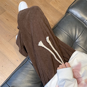 8XL-M特大码秋季新款垂感休闲裤男宽松直筒裤男裤拖地裤K942P40图片
