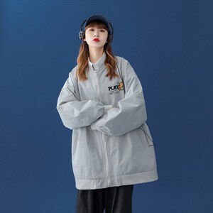 中性风 2023秋季新款字母印花港风宽松潮牌潮流夹克 G06 p55控78图片