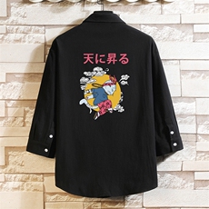 QC58012-P45亚七分袖衬衫男大码五分袖衬衣男短袖砖墙挂拍，男装衬衫，电商A040A