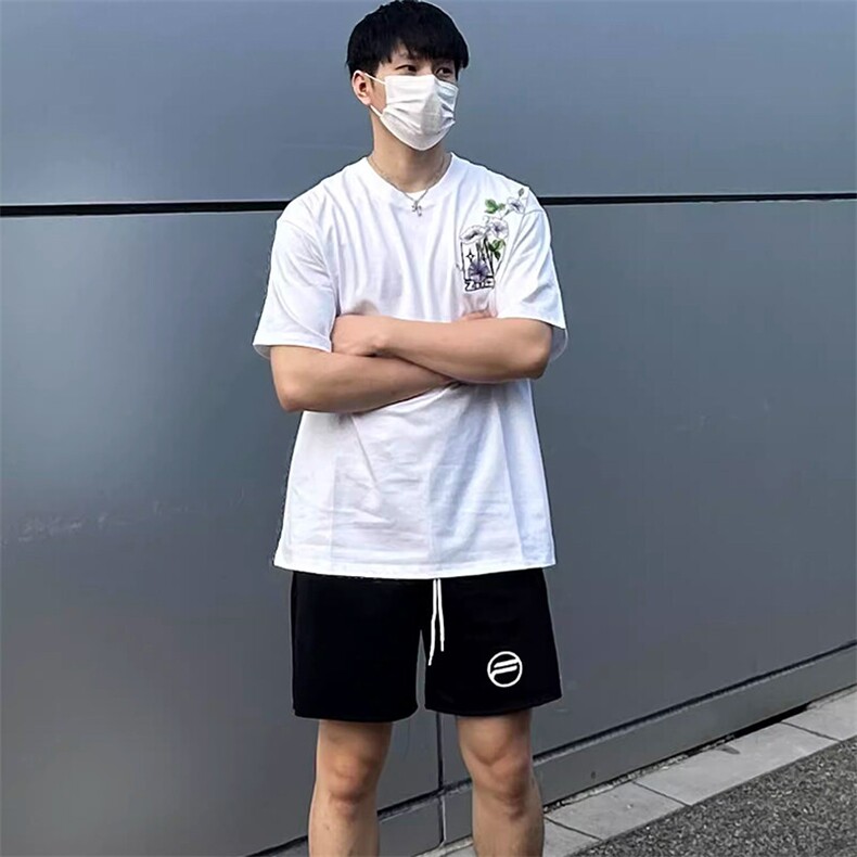 万针全刺绣工艺抖音得物高品质260克重磅纯棉双纱美式高街短袖T恤,男装T恤,电商A486-1