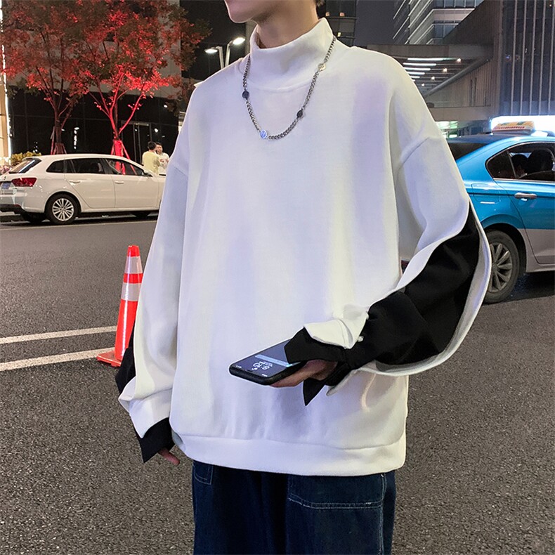 新款半高领长袖卫衣小众设计感潮牌打底衫帅气秋衣学生W2081-P32,男装卫衣,星座512-2