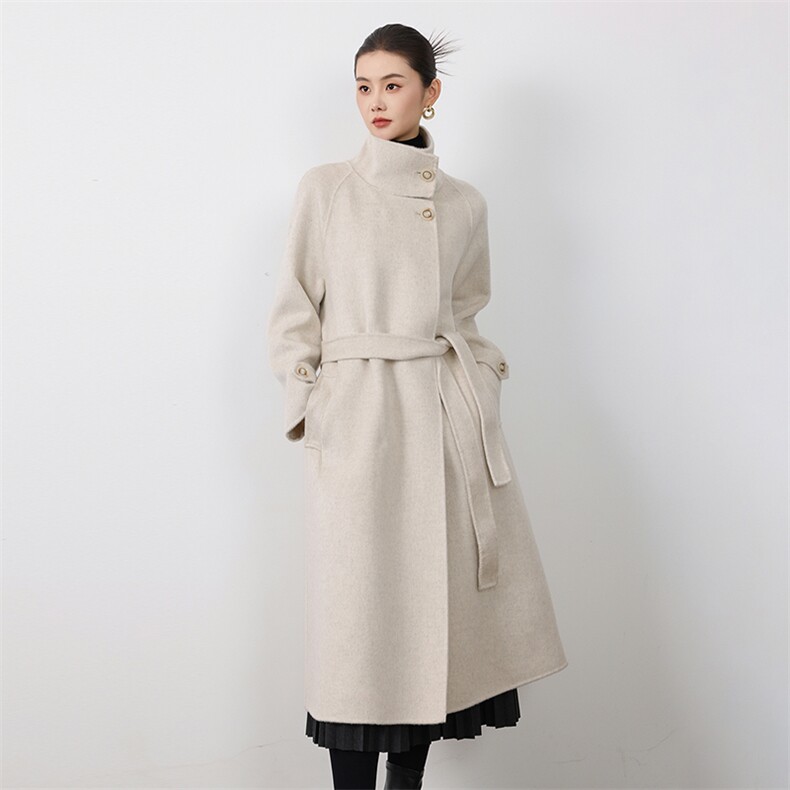 新款双面呢大衣羊毛大衣女中长款经典赫本风秋冬新款毛呢外套，女装双面呢大衣，贝源羊绒