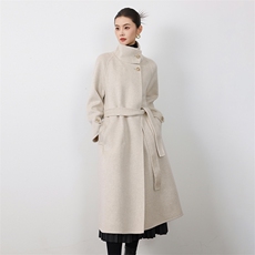 新款双面呢大衣羊毛大衣女中长款经典赫本风秋冬新款毛呢外套，女装双面呢大衣，贝源羊绒