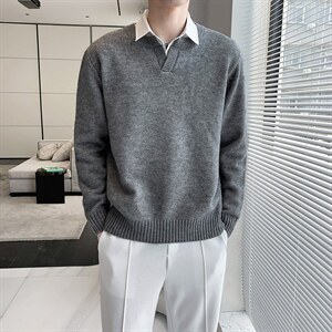 轻熟风复古宽松V领针织毛衣内搭打底针织衫M58/P68控88图片