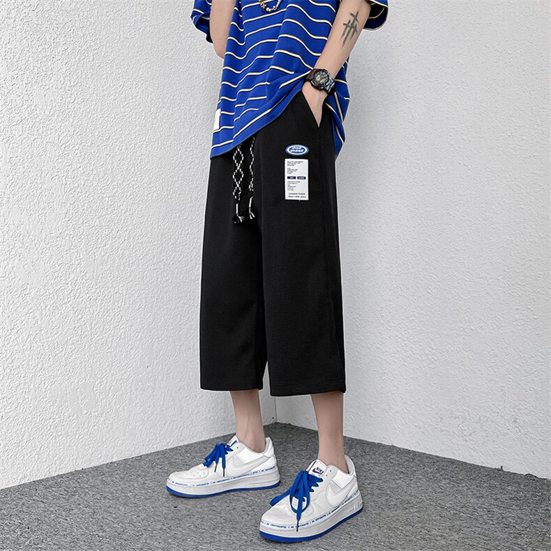 2023夏装新款港风青少年学生华夫格七分裤子B221-LK22019-P45,男装休闲裤,电商B221