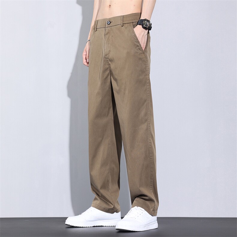 2024夏季冰丝莱塞尔休闲裤长裤男士时尚新款简约阔腿薄款裤子男装,男装休闲裤,星座224-1