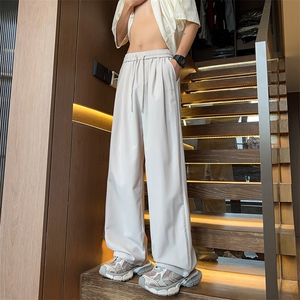 量大优  供视频 夏季刺绣阔腿冰丝拖地休闲长裤男 XH64-特p25图片