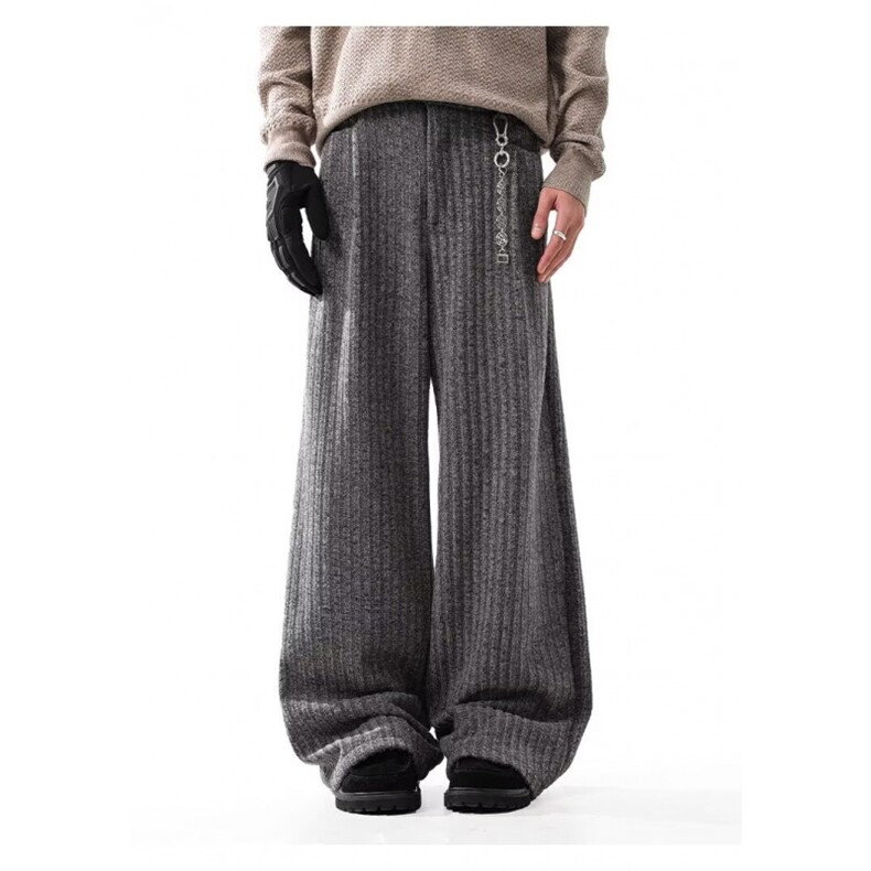 网图老钱风cleanfit呢料坑条垂感直筒毛呢休闲裤CK835/特P55，男装休闲裤，电商B350