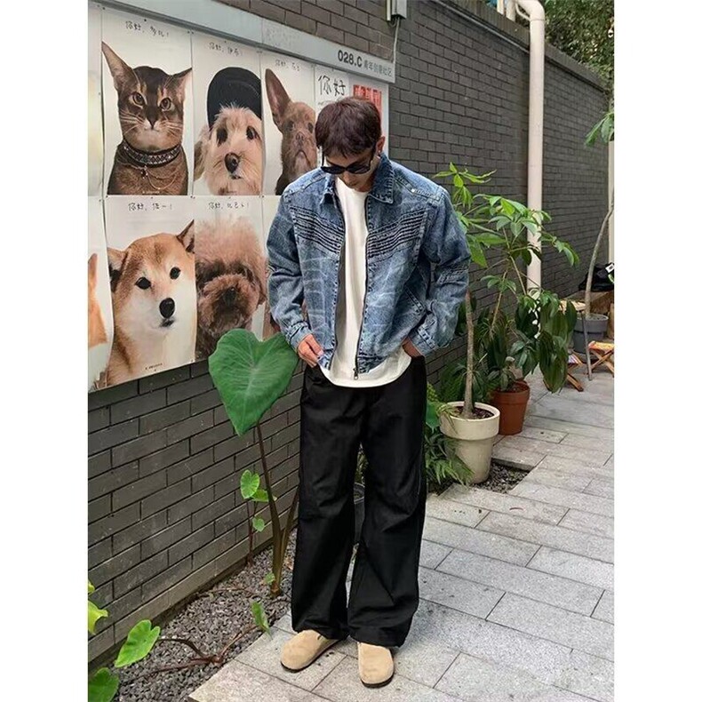 压褶设计感水洗复古牛仔外套男春秋宽松短款夹克网图JN1240-P78,男装夹克,星座302B-3