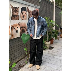 压褶设计感水洗复古牛仔外套男春秋宽松短款夹克网图JN1240-P78，男装夹克，星座302B-3